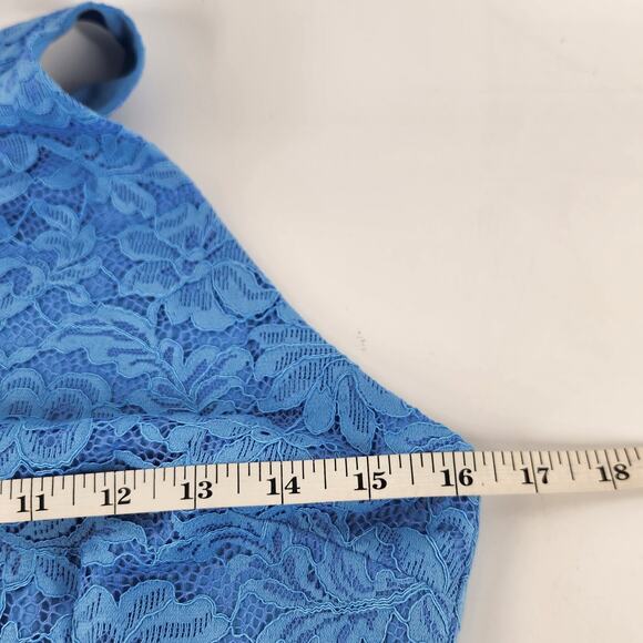 NBD x Naven Cut Out Lace Halter Backless Mini Dress Size M Blue Romantic Luxe - Picture 8 of 11